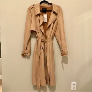 Zara faux suede khaki trench coat